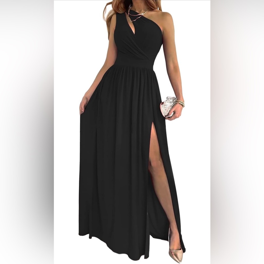 LYANER Women's One Shoulder High Split Maxi Dress Size Medium & Large Available